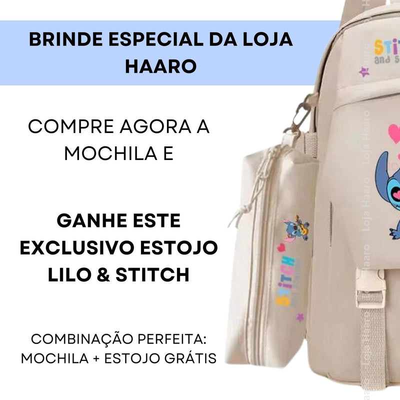 Mochila Lilo & Stitch + Estojo Grátis