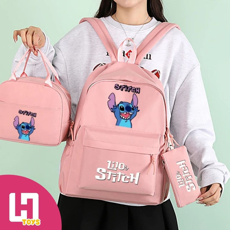 MOCHILA LILO & STITCH: CONJUNTO COM MOCHILA + LANCHEIRA + ESTOJO GRÁTIS + FRETE GRÁTIS