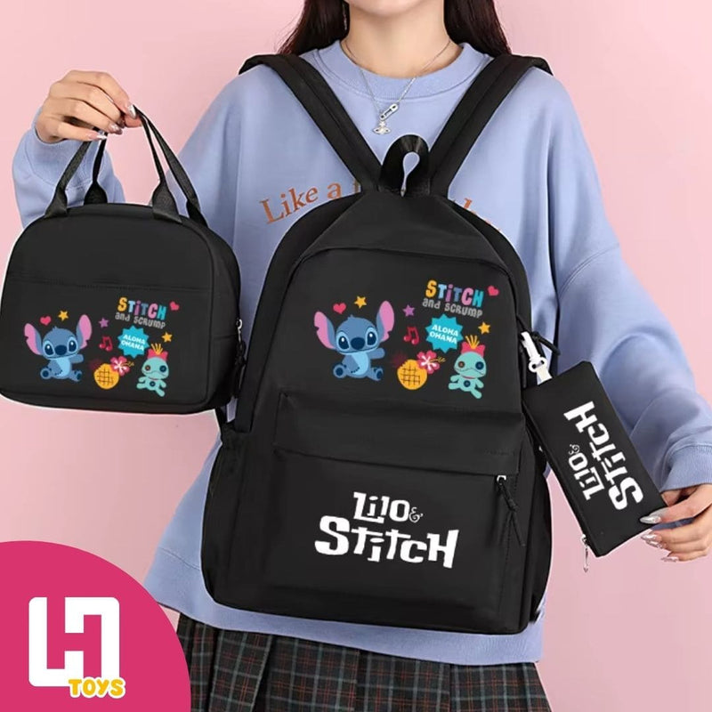 MOCHILA LILO & STITCH: CONJUNTO COM MOCHILA + LANCHEIRA + ESTOJO GRÁTIS + FRETE GRÁTIS