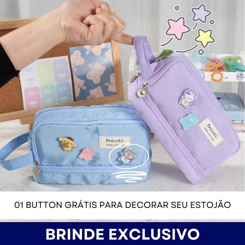 Estojão de Alta Capacidade + Brinde: 01 Button GRÁTIS