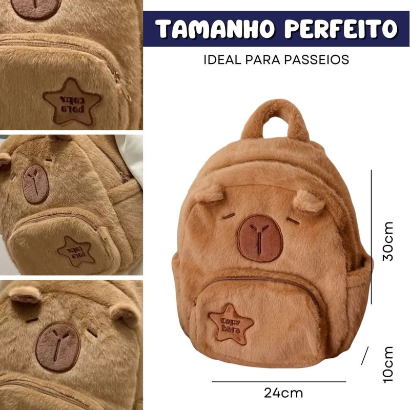 MOCHILINHA PELÚCIA CAPIVARA + FRETE GRÁTIS