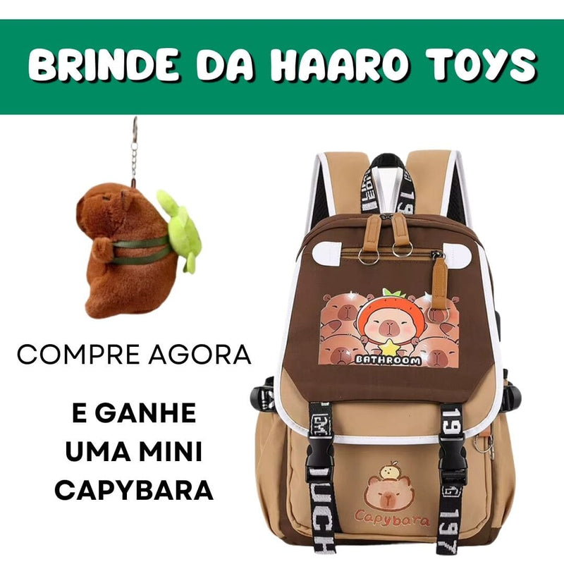 MOCHILA CAPYBARAS + BRINDE + FRETE GRÁTIS