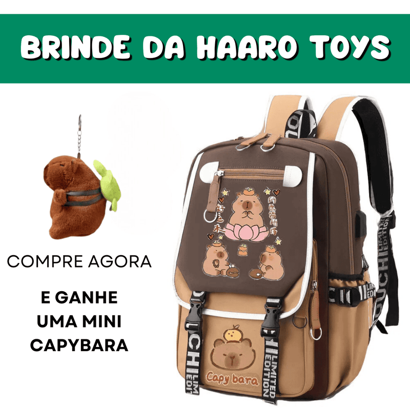 MOCHILA CAPYBARAS + BRINDE + FRETE GRÁTIS