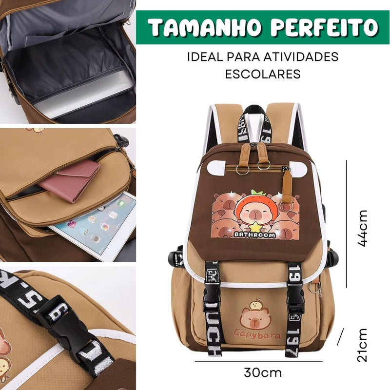 MOCHILA CAPYBARAS + BRINDE + FRETE GRÁTIS