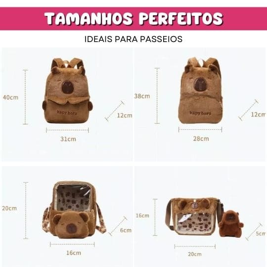MOCHILINHAS CAPIVARA + FRETE GRÁTIS