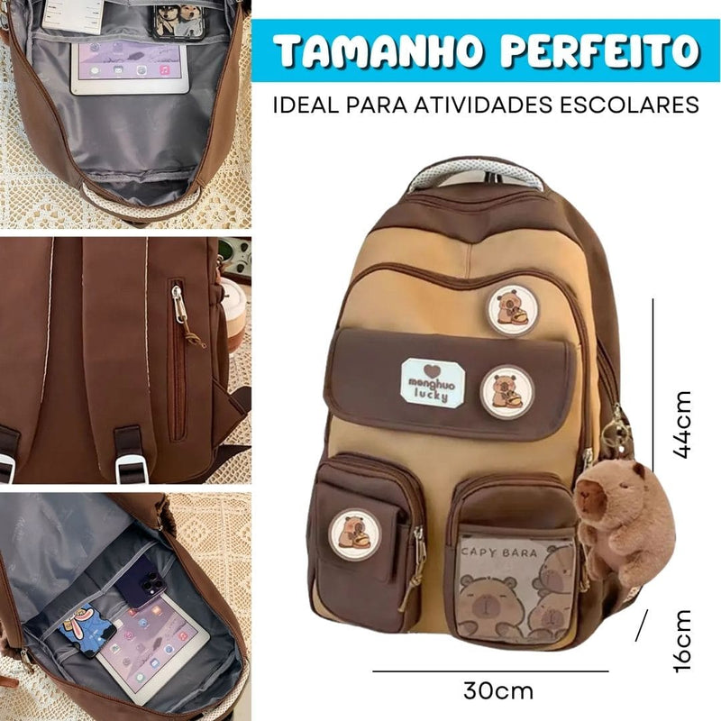 MOCHILA CAPIVARA + BRINDE + FRETE GRÁTIS