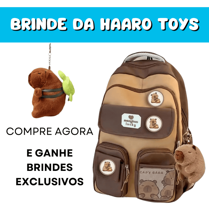 MOCHILA CAPIVARA + BRINDE + FRETE GRÁTIS